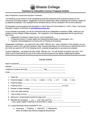 Community Education Course Proposal Outline