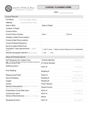 fillable funeral planning form