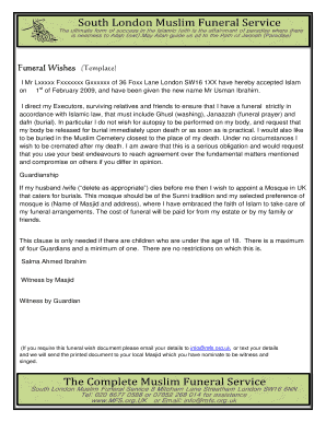 Fillable Funeral Wishes Document Template Edit Print Download Form Templates In Pdf Word Funeral Wishes Document Template