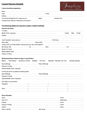 funeral checklist