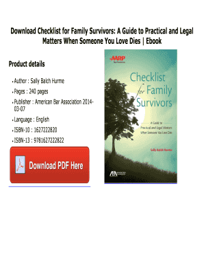 Fillable Online Online PDF Checklist for Family Survivors: A Guide to ...