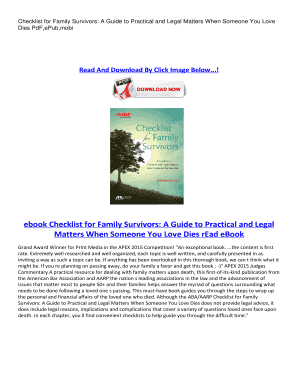 Fillable Online Checklist for Family Survivors: A Guide to Practical ...