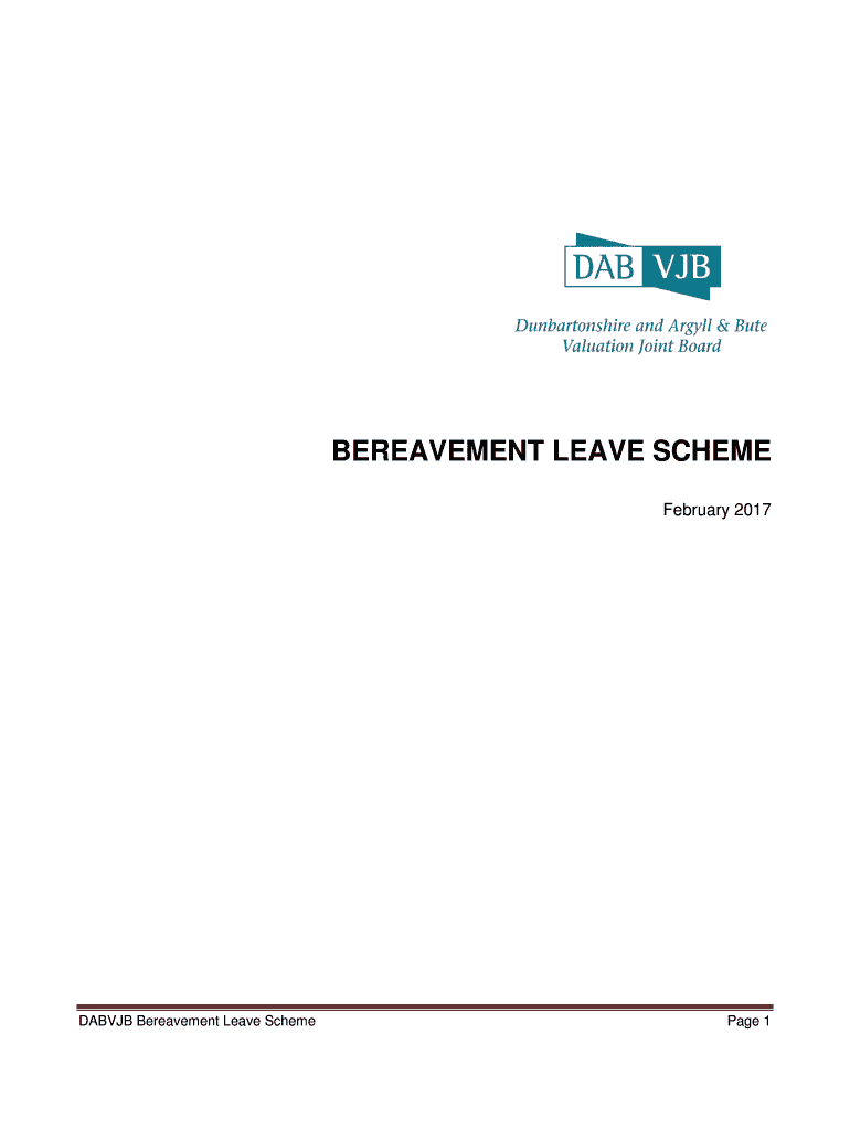 Fillable Online BEREAVEMENT LEAVE SCHEME Fax Email Print pdfFiller