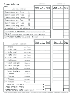 yahtzee scoreboard fillable printable top forms to