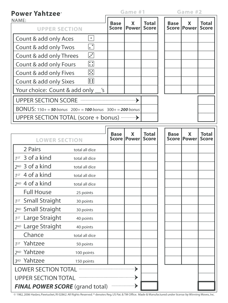 power-yahtzee-score-sheets-fill-online-printable-fillable-blank-pdffiller for Free Printable Large Print Yahtzee Score Sheets Power Yahtzee Score Sheets - Fill Online, Printable, Fillable, Blank | pdfFiller for Free Printable Large Print Yahtzee Score Sheets