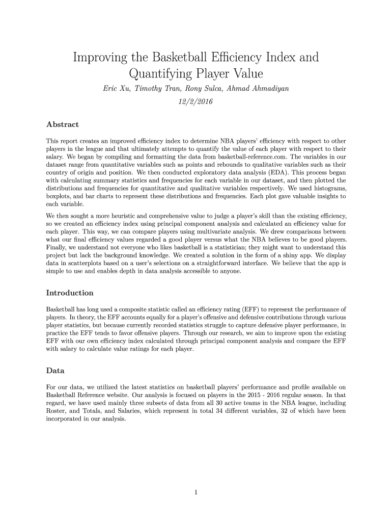 Fillable Online Improving the Basketball Efficiency Index and Fax Email