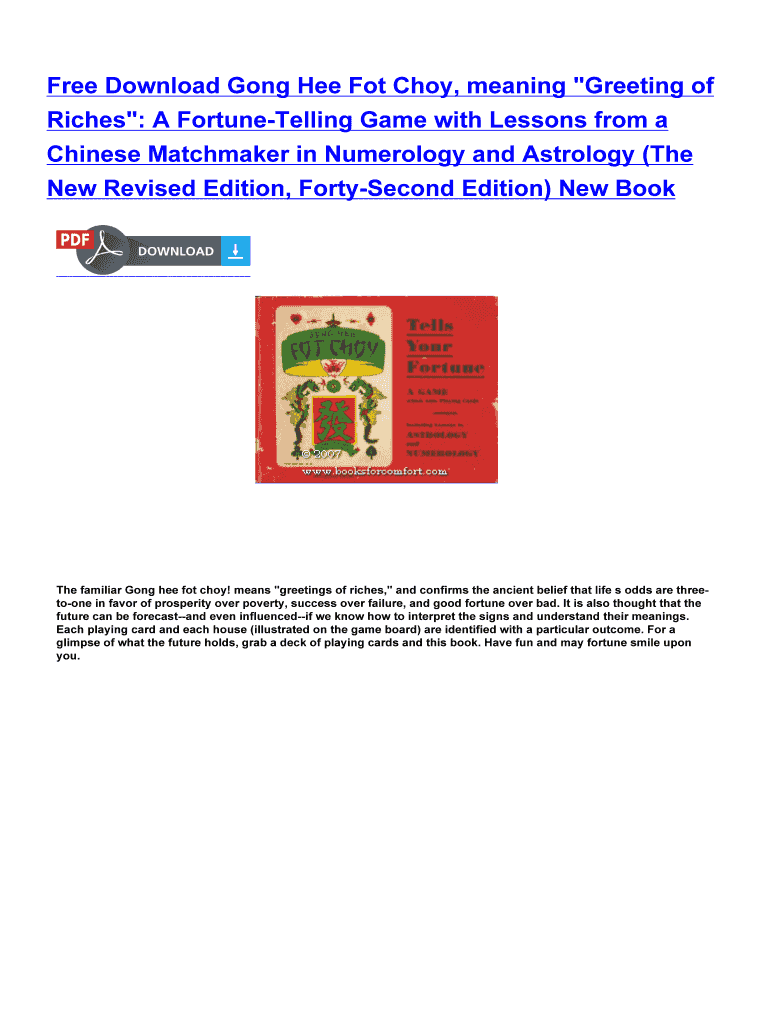 Fillable Online Free Download Gong Hee Fot Choy, meaning "Greeting of