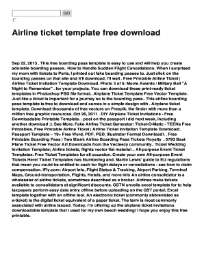 Airline ticket template free download