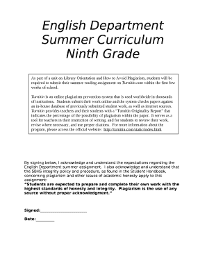 Summer Curriculum
