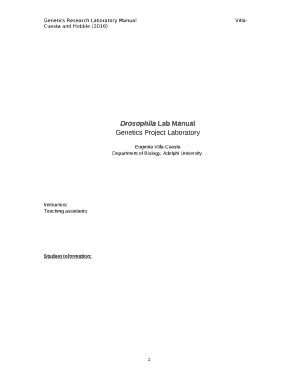 Drosophila Lab Manual