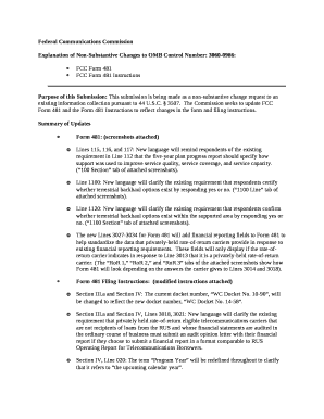 Explanation of Non-Substantive Changes to OMB Control Number: 3060-0986: