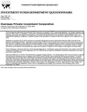 INVESTMENT FUNDS DEPARTMENT QUESTIONNAIRE