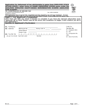 Application for deferment of tax attributable to gains from EMPLOYEE STOCK OPTION (ESOP) / other forms of SHARE OWNERSHIP (ESOW) plans under the QUALIFIED EMPLOYEE EQUITY-BASED REMUNERATION SCHEME (QUALIFIED EEBR SCHEME)