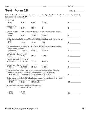 Test, Form 1BSCORE