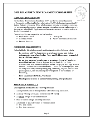 The California Transportation Foundation (CTF) and the California Department of Transportation, Planning Staff are offering two $1,000 scholarships to promising CT Student Assistant employees