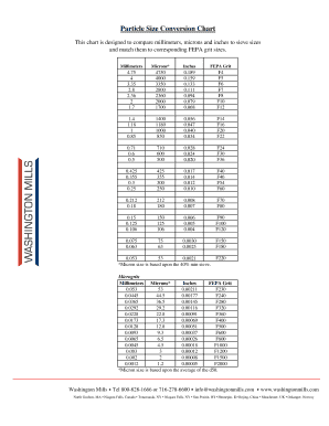 Fillable Online Particle Size Conversion Chart Fax Email Print - pdfFiller