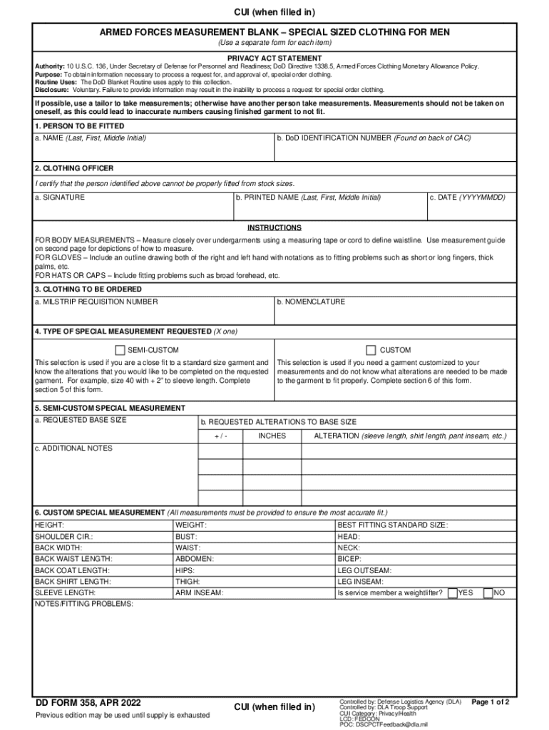 dd form 358 Preview on Page 1