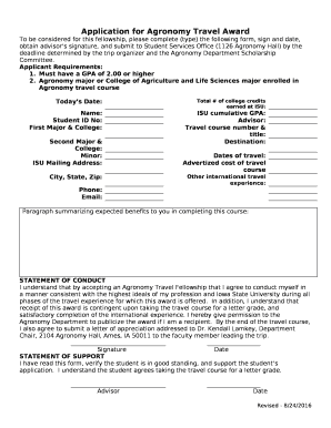 Application for Agronomy Travel Award