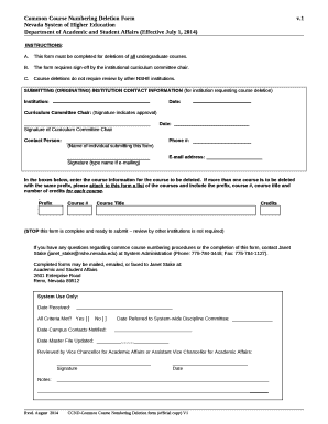 This form must be completed for deletions of all undergraduate courses