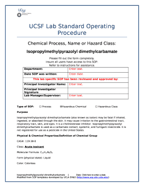 UCSF Lab Standard Operating Procedure Doc Template | pdfFiller