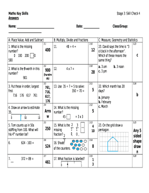 Maths Key SkillsStage 3: Skill Check 4 Answers