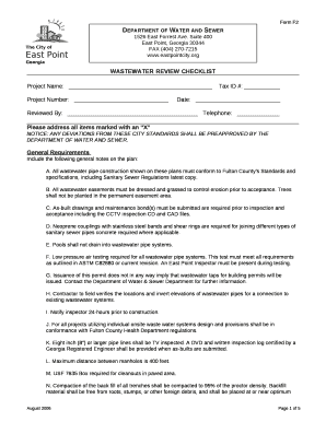 Wastewater review checklist