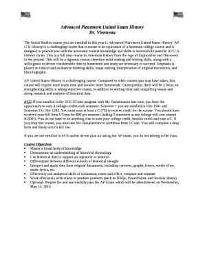 The Social Studies course you are enrolled in this year is Advanced Placement United States History