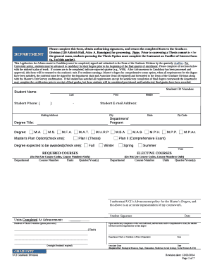 Please complete this form, obtain authorizing signatures, and return the completed form to the Graduate Division (120 Aldrich Hall, Attn: A