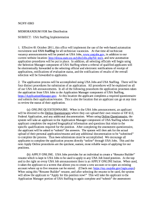 SUBJECT:USA Staffing Implementation