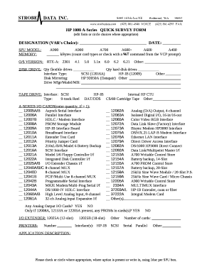 HP 1000 A-SeriesQUICK SURVEY FORM