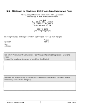 5 - Minimum or Maximum Unit Floor Area Exemption Form