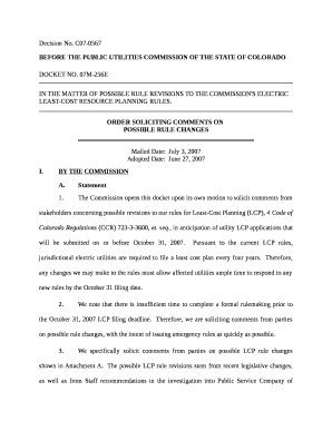 In the matter of possible rule REVISIONS TO THE COMMISSION'S ELECTRIC LEAST-COST RESOURCE PLANNING RULES
