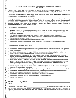 INFORMED CONSENT for REFERRAL for GENDER REASSIGNMENT SURGERY
