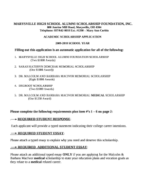 MARYSVILLE HIGH SCHOOL ALUMNI SCHOLARSHIP FOUNDATION, INC