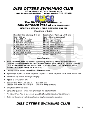 19th DISS OTTERS OPEN SPRINT MEET