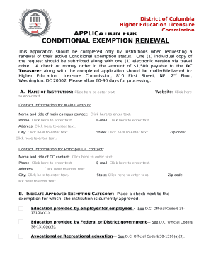 CONDITIONAL EXEMPTION RENEWAL