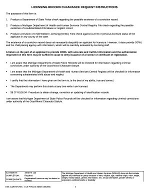 Produce a Department of State Police check regarding the possible existence of a conviction record