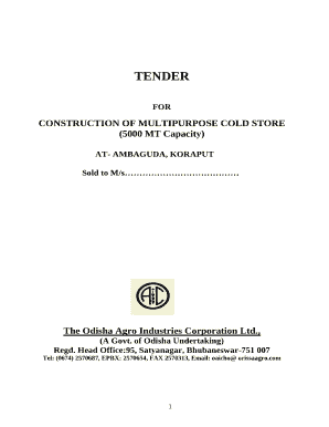 Tender/ Quotation - Orissa Agro Industries Corporation Limited
