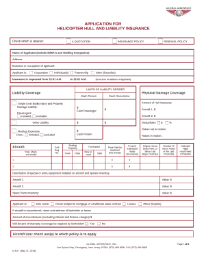 HELICOPTER HULL AND LIABILITY INSURANCE