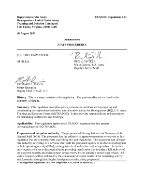 Department of the ArmyTRADOC Regulation 1-11