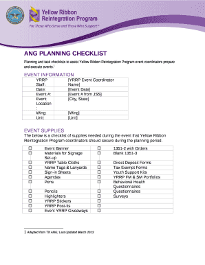 ANG Planning Checklist