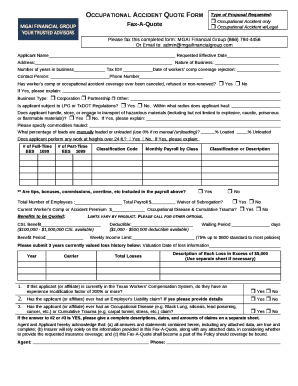 Occupational Accident Quote Form