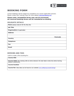 Certain bookings will be subject to completion of a course application process