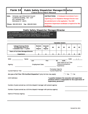 Form 14Public Safety Dispatcher Manager/Director