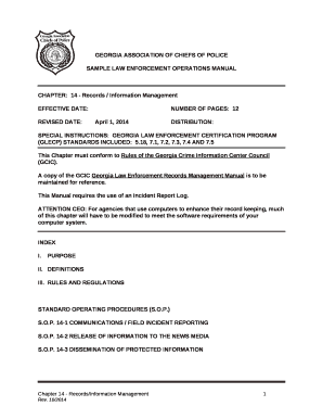SAMPLE LAW ENFORCEMENT OPERATIONS MANUAL