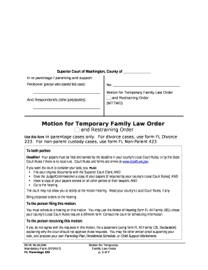 Motion for Temporary Family Law Order