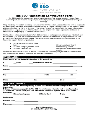 The SSO Foundation Contribution Form