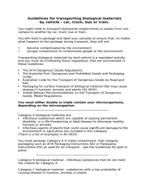 Guidelines for transporting biological materials