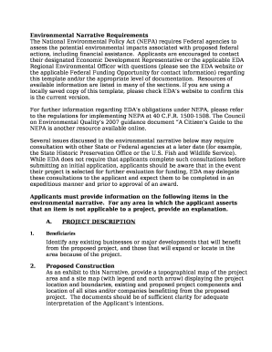 Environmental Narrative Requirements