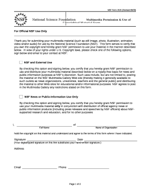 NSF Multimedia Permission Form